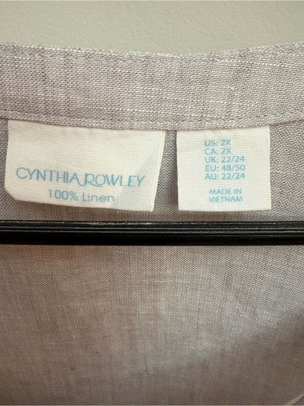 Cynthia Rowley 100% Linen Boxy Top 2X Natural Beige Button Side Slit - Picture 3 of 6